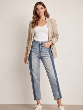 Mossimo Two Tone Cropped Jeans Boho Free People Style High Rise Denim